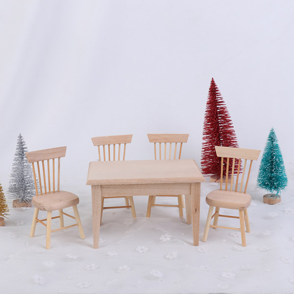 1Set ruokapöytätuoli Malli 1:12 Nukkekoti Mini Puumöblejä