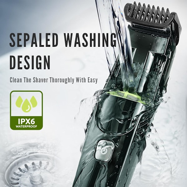 Sladdlös Vakuum Skäggtrimmer, 20 Inställningar med Inbyggd Vakuum Green type C