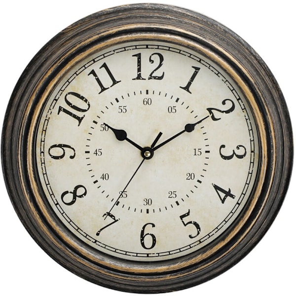 Vintage kvartsväggklocka 30 cm tyst, tickar inte med stora siffror & .