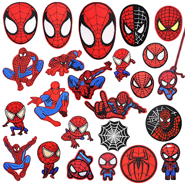 MH-24 st Spiderman Stryk-på-lappar, Broderade Stryk-på-lappar