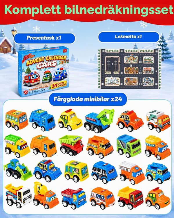 Jule-adventskalender 2026 24-dages nedtælling samler-legetøjsbiler blind box køretøjer til børn drenge gave mysterium
