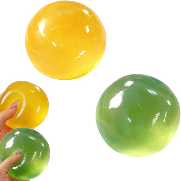 2-pak kokosolie Squishy - Stressbold med kokosolie Yellow+Green