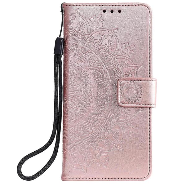 Embossed Mandala Flower Stand Wallet Leather Case for Samsung Galaxy A40 Pink g Pink g