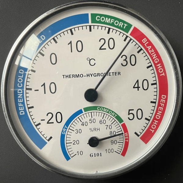 Färgkodad inomhus- och utomhustermometerhygrometer med väggfäste White 1