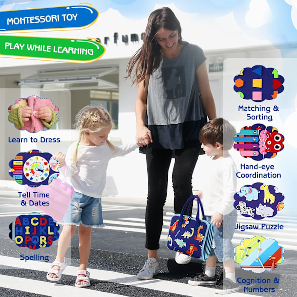 Montessori Aktivitetsbrett for Småbarn, Sensorisk Finmotorikk Pedagogisk Gave