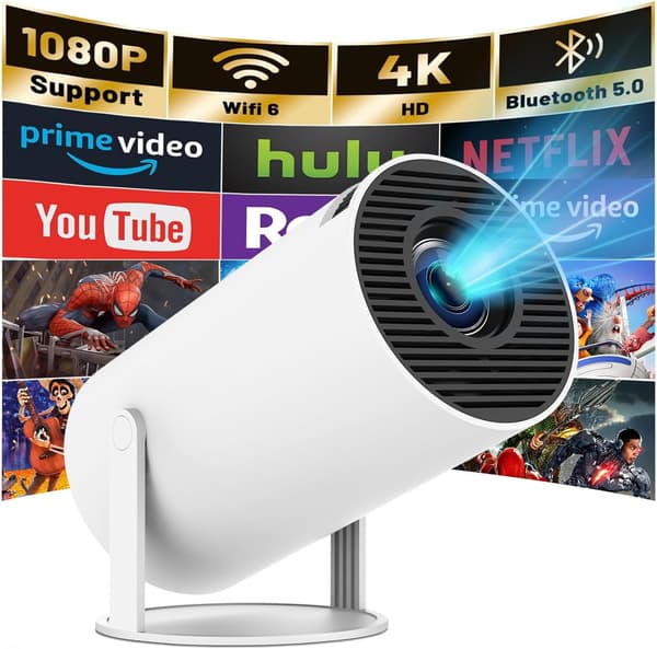 2025 Mini Projektor med WiFi 6 Bluetooth 4K 1080P Bærbart Hjemmebiograf[ZHE]