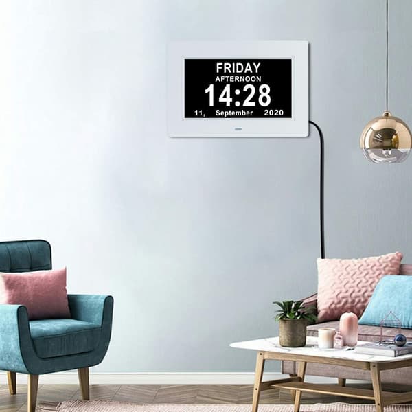 Demensklokke med stor digital kalendervisning for eldre [ZHE]