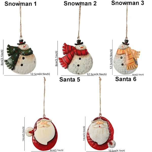 Retro Metallisk Julgranpynt Velkommen Dørhengende Smykker Nisse Julenisse Engeldukke Dropppynt Juledekor gift snowman