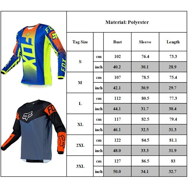 Retro Herr FOX Cykeltrøje Mountainbike MTB Racing T-shirt Langærmet T-shirt Fodboldtrøje E-Grå E-Grey L