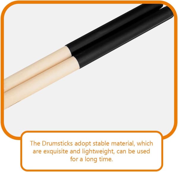 1 Pair Wooden Drumsticks Maple Drum Mallet Sturdy Good Strength Black Stylish Design