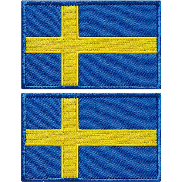 2-pakke broderte svenske flagglapper