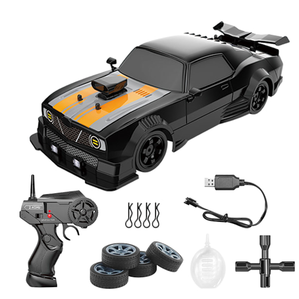 1/16 Fjernbetjent Drift Bil Hobby RC Legetøj 4X4 Model Racerbil med LED-lys Højgrebsdæk Børn Elektronisk Gave