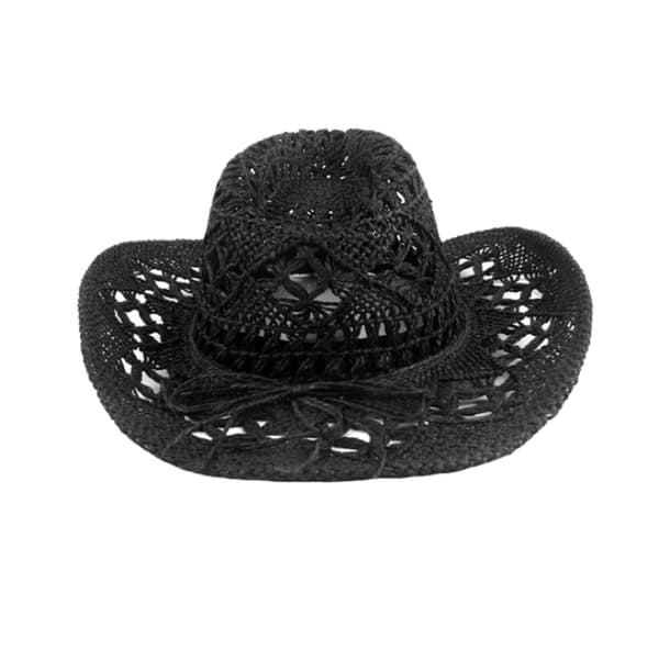 Halm cowboyhat hul solhat med bred skygge Black