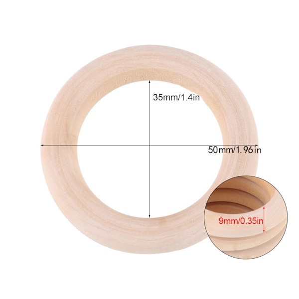 50 stk Ubehandlede Naturlige Træringe DIY Træ Håndværk Cirkler 0.46