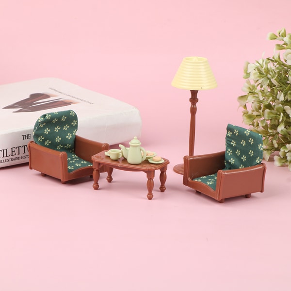 1 Sæt 1:12 Dukkehussæt Mini Klaver Sofa Bordlampe Te Sæt Dessert F one size