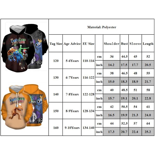 arn Roblox Rainbow Friends Hoodies Tröja Pullover Present Z B B 150cm