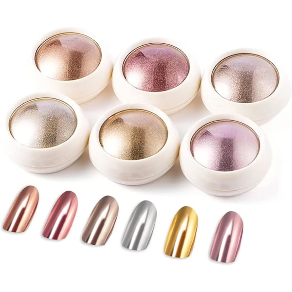 Metallisk Holo Neglekrompulver, glitrende negleglitterpulver med magisk speileffekt for negledesign