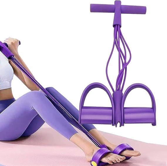 Elastisk Yoga Pedal Puller, Modstandsbånd til Sit-ups og Core Træning, Lilla onesize Purple