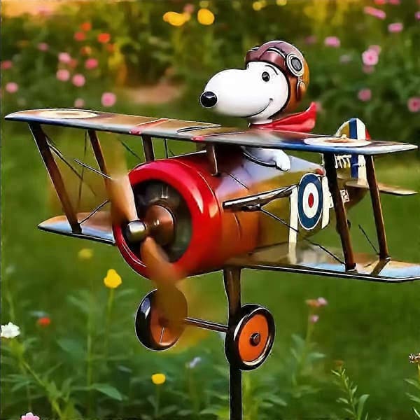 Snoopy Pilot Hagevindmølle Værfløy Utendørs Hagedekorasjon Propellrotasjonsdesign