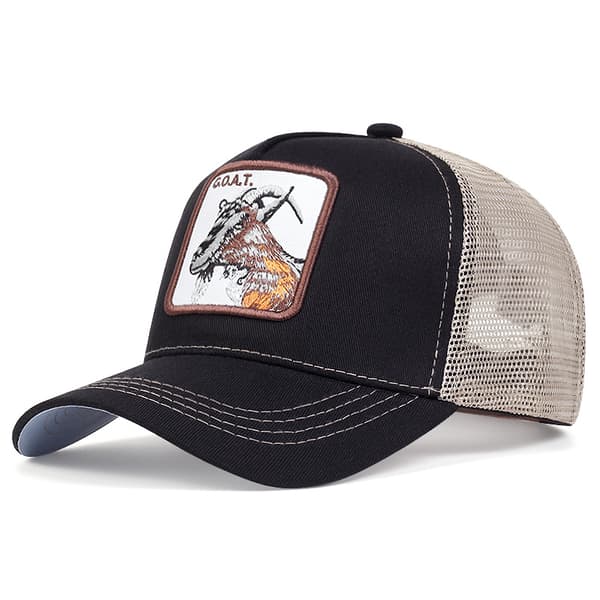 Fisknätkeps med broderad djurdesign Goat Black [No Mark]