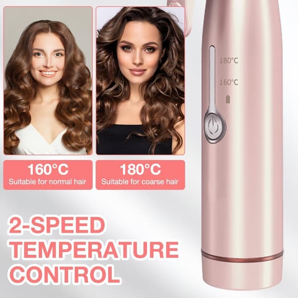 Curling Iron 19 mm USB Rechargeable Ceramic Curling Wand with 2 Adjustable Temperatures and Fast Heating Cordless Portable Travel Curling Iron