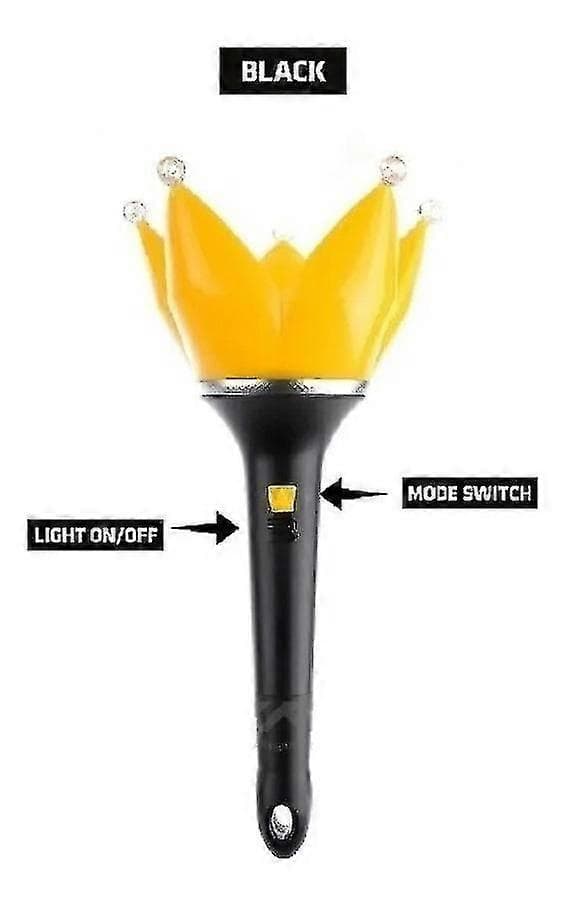 Bigbang Lightstick - Lysende musiklampe, støttelampe, håndlampe, glødepind, glitterpind (sort) (1 stk)