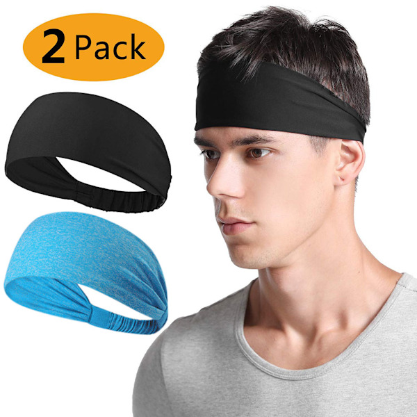 2 stk Sports Polyester Fiber Pannbånd Unisex Elastiske Svedtransporterende Skridsikre Pannbånd til Løbetræning Sport Rejser Fitness Ridning