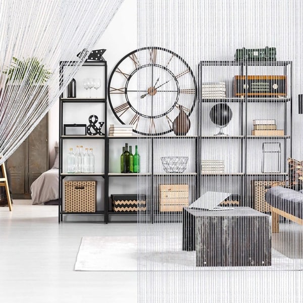 Trådgardiner Dörr Myggnät, Elegant Avdelare Toffsgardin för Heminredning, Separator för Dörrar och Fönster, Vit (100x200cm)