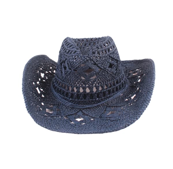 Halm cowboyhat hul solhat med bred skygge Navy