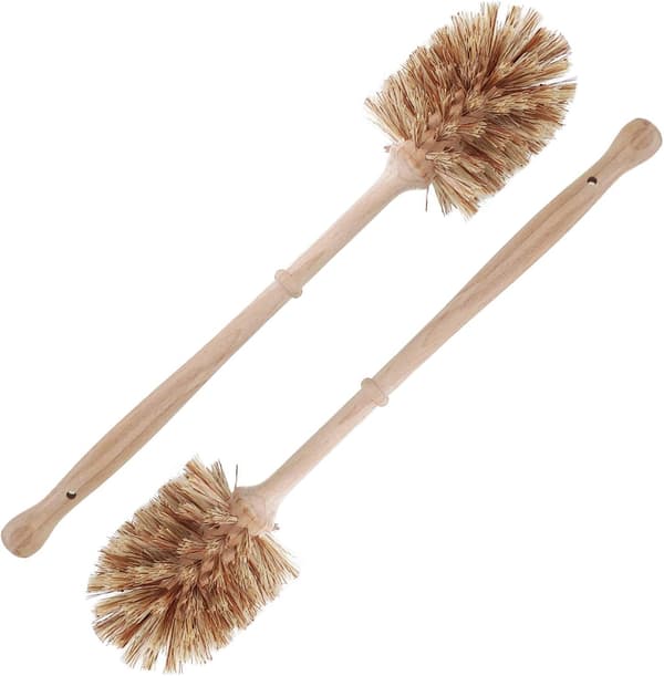Toalettborstset i trä med naturfiberborst, 2-pack