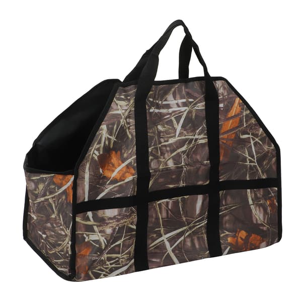 Large Capacity Oxford Cloth Firewood Carrier Bag with Reinforced Handle Leaf Camouflage