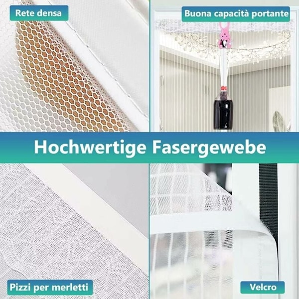 Phantasy Hvit Magnetisk Myggnettdør Mesh Helt Lukket Balkong Enkel Inst...