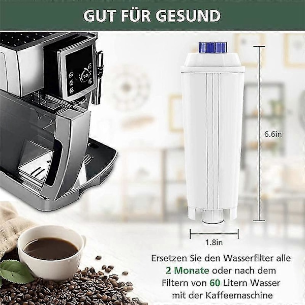 6-pak Kaffemaskinefiltre til DeLonghi DLSC002 ECAM ESAM ETAM BCO EC-modeller[ZHE] White