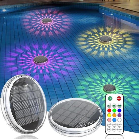 Solar Powered Floating Pool Lights (2-Pack) – With Remote Control, 12 Light Modes & Timer – IP67 Waterproof for Above-Ground & In-Ground Pools, Party