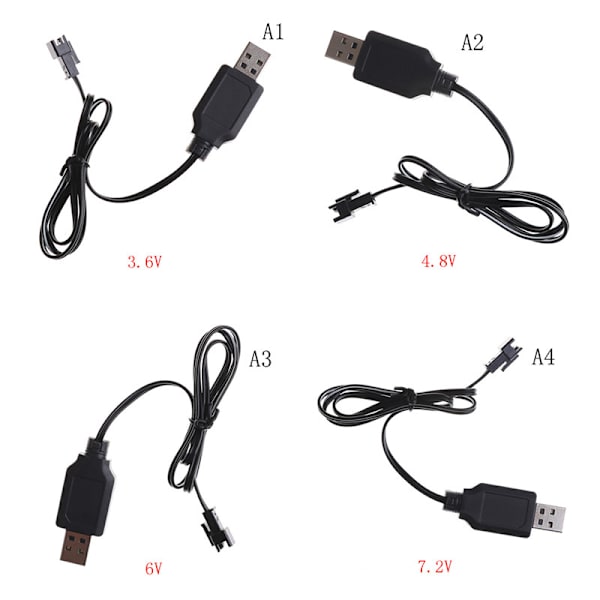 USB-laderadapter for 3,6V-7,2V DC RC-batteripakker 3.6V