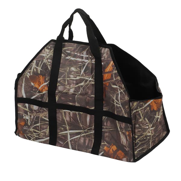 Large Capacity Oxford Cloth Firewood Carrier Bag with Reinforced Handle Leaf Camouflage