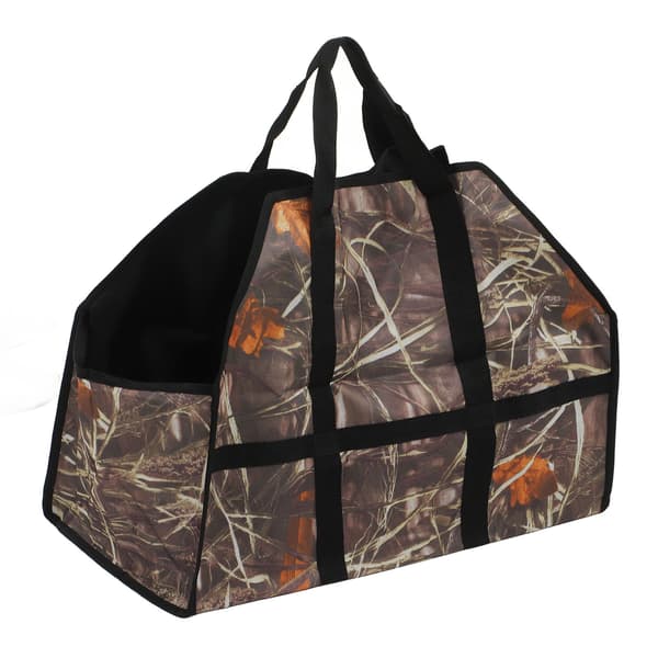 Large Capacity Oxford Cloth Firewood Carrier Bag with Reinforced Handle Leaf Camouflage