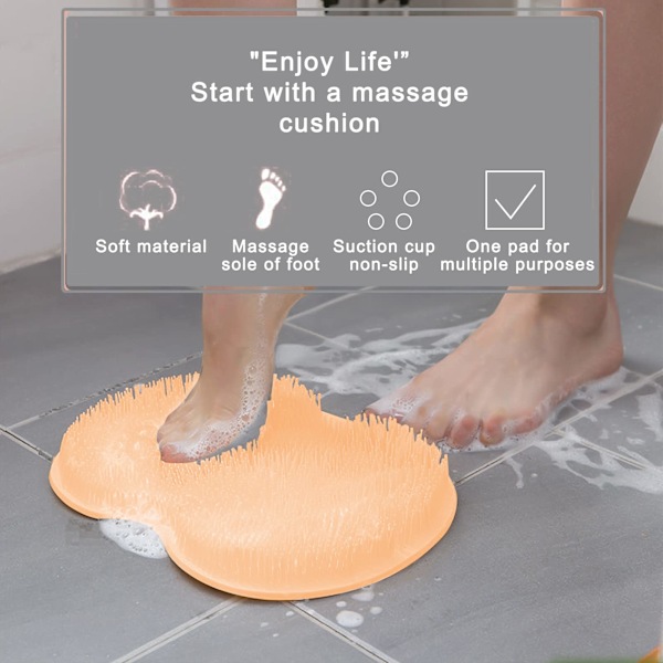 Orange Silikon Duschryggskrubbare, Exfolierande Borste med Sugkopp Orange