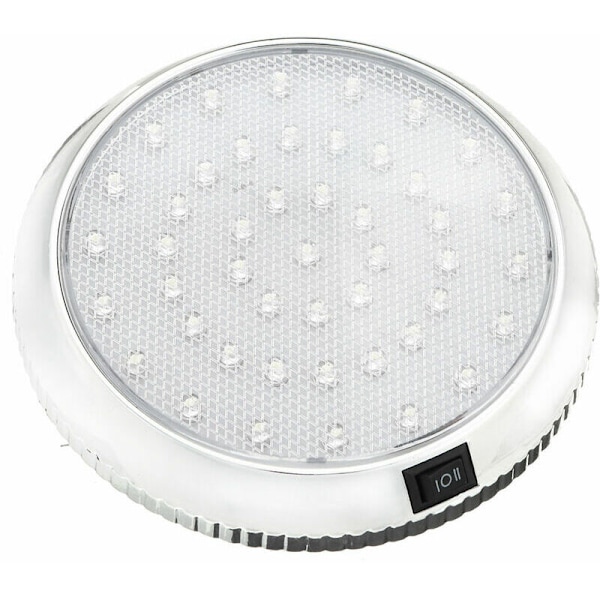 Lämplig for campingvogn RV taklampe - Hvitt lys rundt kuppellampe - Universell med bryter 12V 46 LED (2 stk)