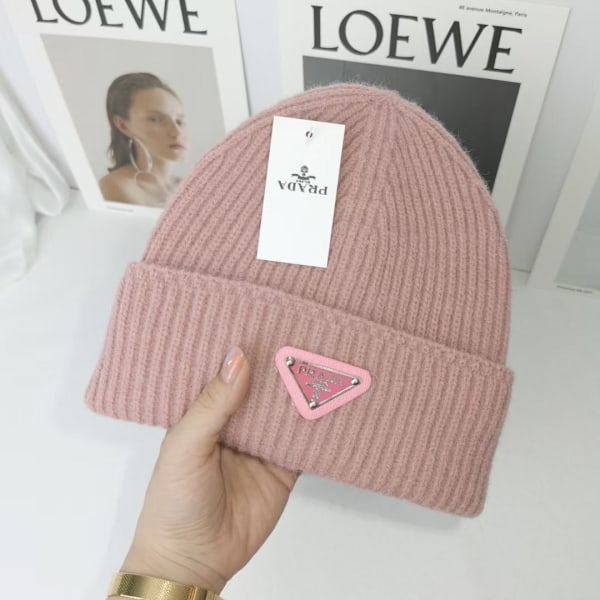 Varm vinterstickad mössa Höst- och vintermössa Inverterad triangel Modemärke Casual Öronskydd Unisex Hudrosa Flesh pink M