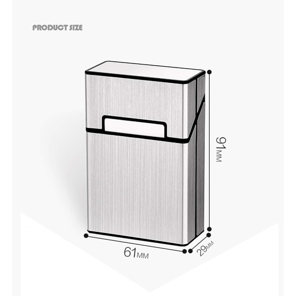 2-pakks sigarettveske, aluminium Flip-veske rommer 20