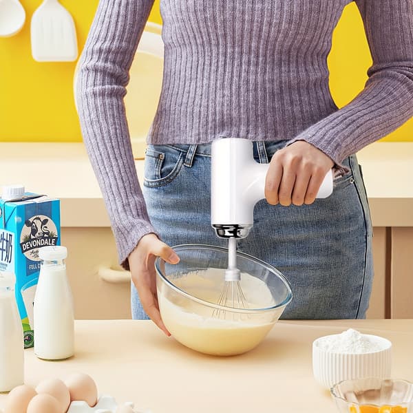 USB Oppladbar Håndholdt Elektrisk Mikser - Bærbar Eggvisp for Baking White