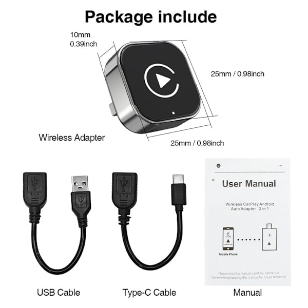 2-i-1 Trådlös CarPlay & Android Auto-adapter - Plug & Play USB-dongel[ZHE]