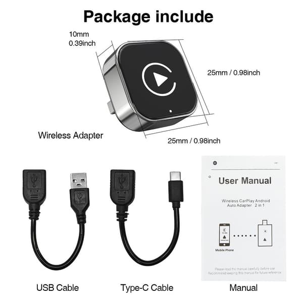 Trådløs CarPlay- og Android Auto-adapter, USB-dongle Plug and Play[ZHE]