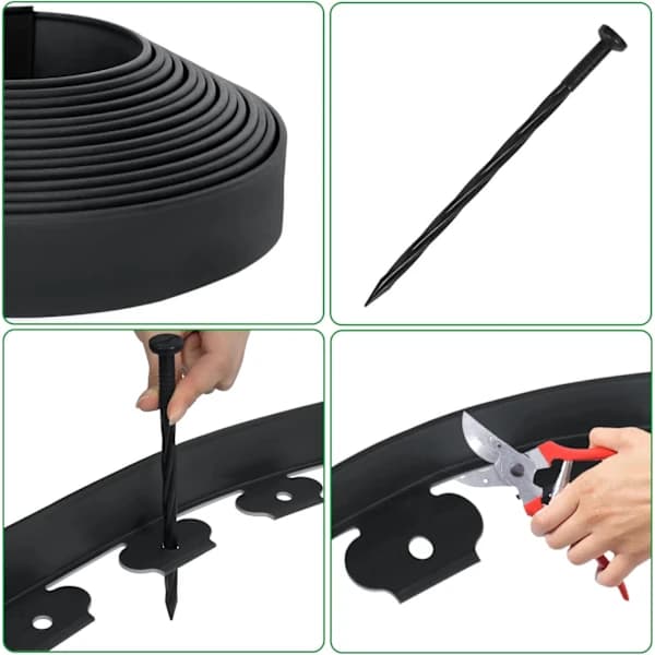 HA~10m Plastic Edging - Flexible Garden Edging with 30 Anchors, Decorative Edging for Garden Lawn
