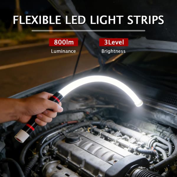 2026 Rechargeable Flexible LED Flashlight, Bendable Work Light 3 Brightness Levels for Car Repair Tight Spaces – High Lumen