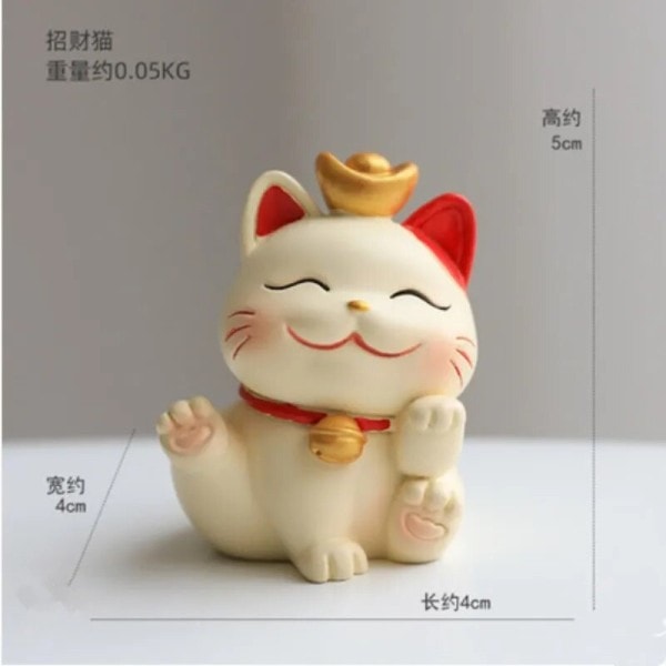 Håndlavede Søde Lykkekat Små Ornamenter Mini Bil Interiør Dekoration Resin C...
