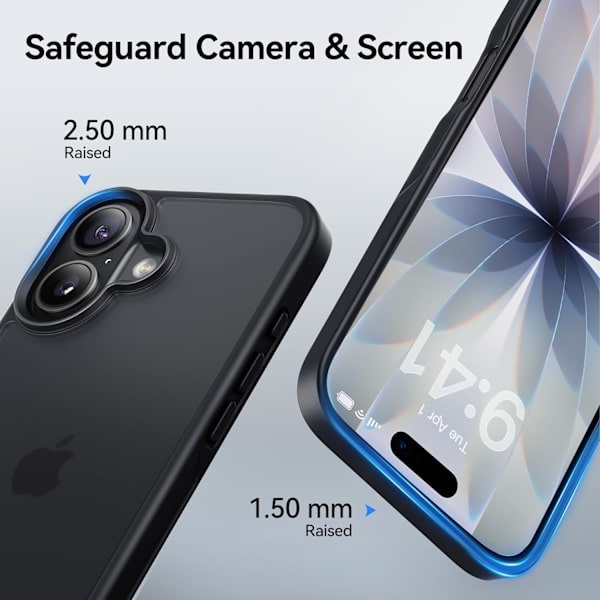 Matt finish slim hard case compatible with iPhone 17 - Black[ZHE]
