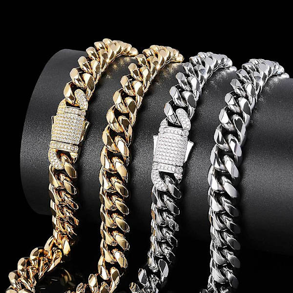 Silverhalsband för män 20/18 tum Klassisk 10mm kedja Lyxsmycken Bröllop Julklappar 18 tum Silver[ch]