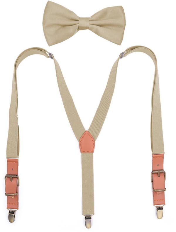 Seler 2,5 cm retro Y-form 3 bronzeclips, elastisk justerbar 140-190 cm khaki